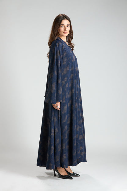 Serenity Blue Botanical Print Abaya with Sheila