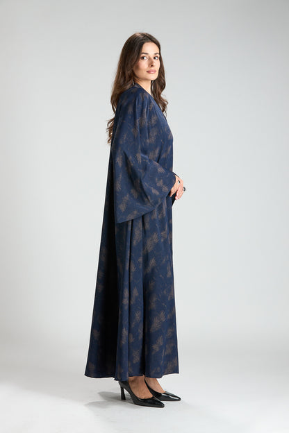 Serenity Blue Botanical Print Abaya with Sheila