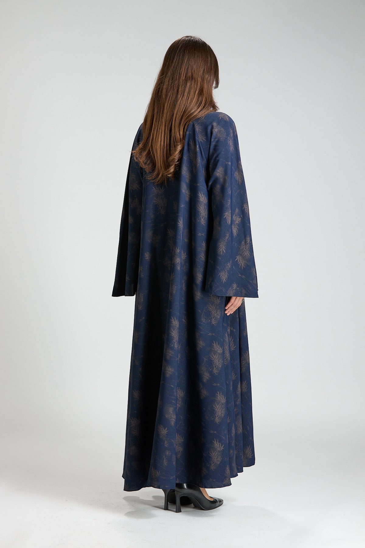 Serenity Blue Botanical Print Abaya with Sheila