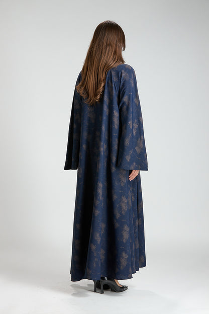 Serenity Blue Botanical Print Abaya with Sheila