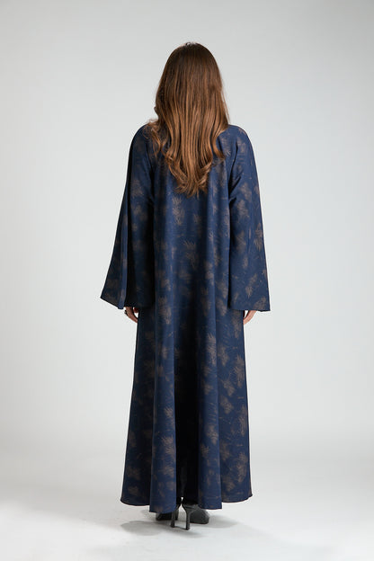 Serenity Blue Botanical Print Abaya with Sheila