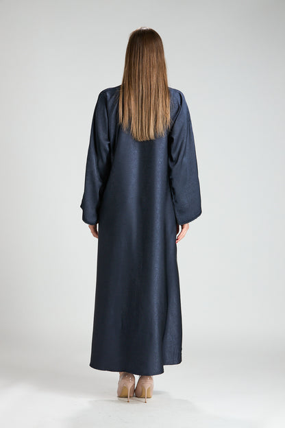 Farah Blue Textured Sheen 2-Piece Abaya with Hijab