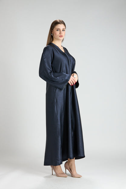 Farah Blue Textured Sheen 2-Piece Abaya with Hijab