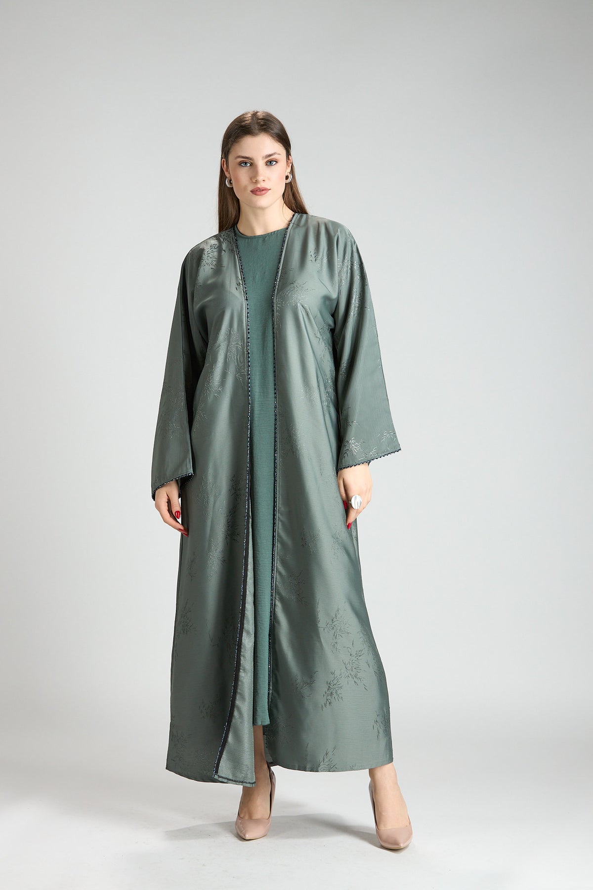 Sukoon Sage Green Abaya 3 Pieces