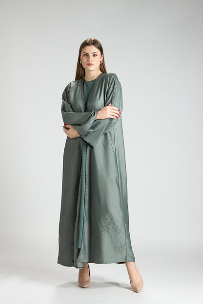 Sukoon Sage Green Abaya 3 Pieces