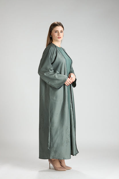 Sukoon Sage Green Abaya 3 Pieces