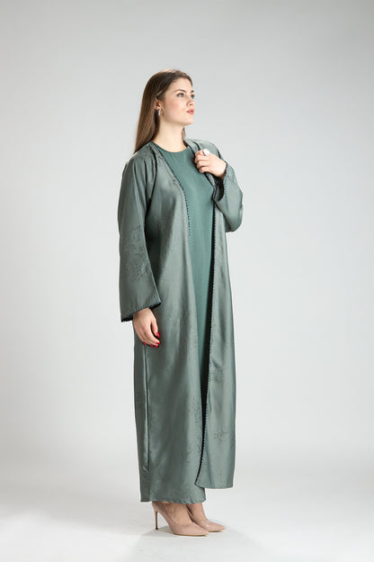 Sukoon Sage Green Abaya 3 Pieces