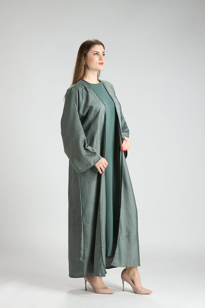 Sukoon Sage Green Abaya 3 Pieces