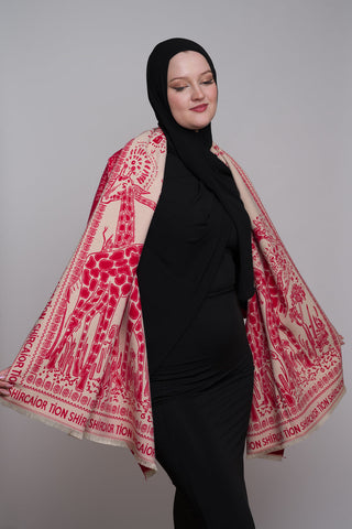 SAFARI PRINT SHAWAL (RED/TAN)