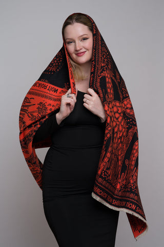 SAFARI PRINT SHAWAL (BLACK/RED)