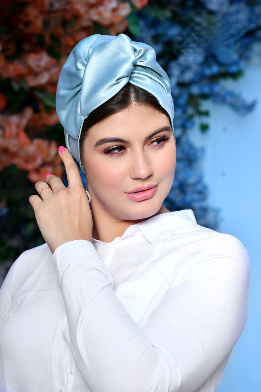 Baby Blue Silk Turban