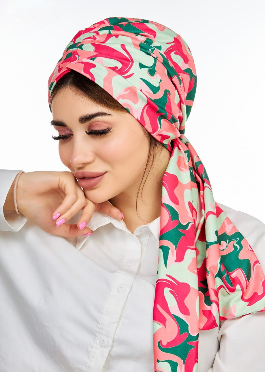 Pink Painted Print Turban