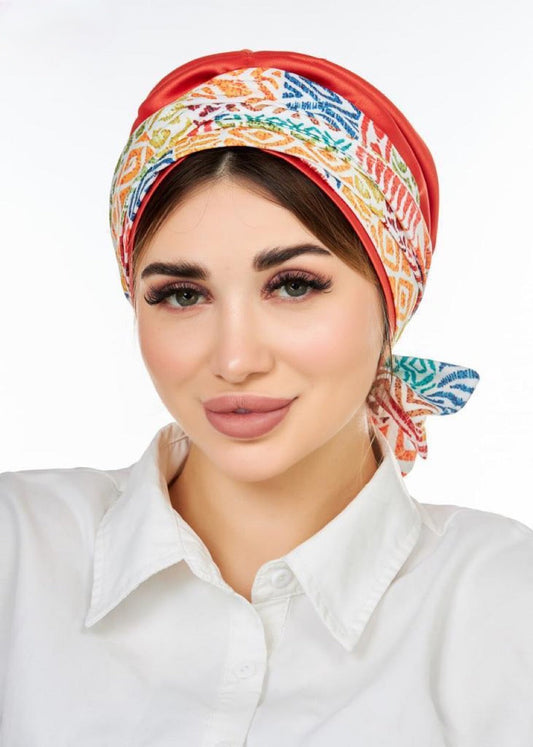 ORANGE ZEBRA BAND TURBAN