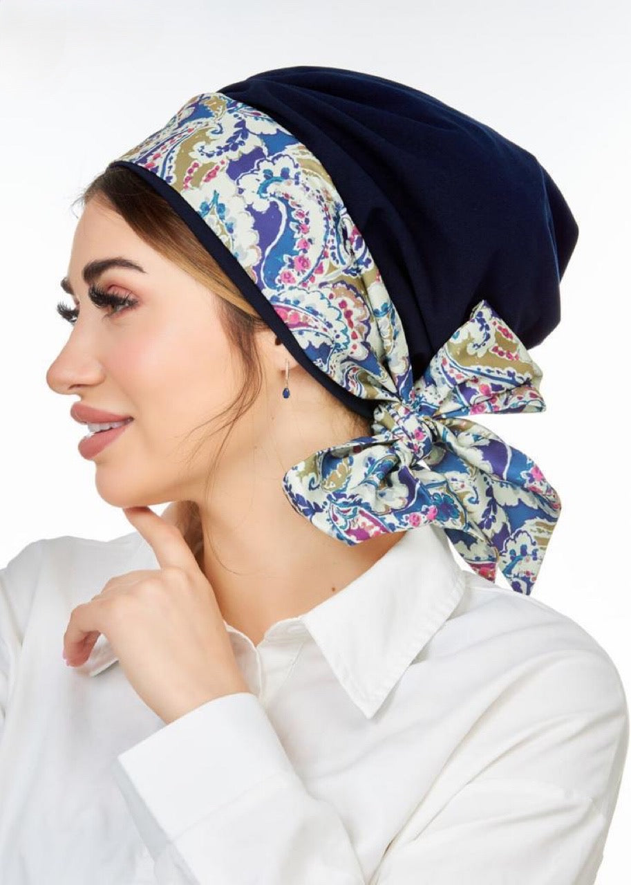 Black W Lizard Print Band Turban