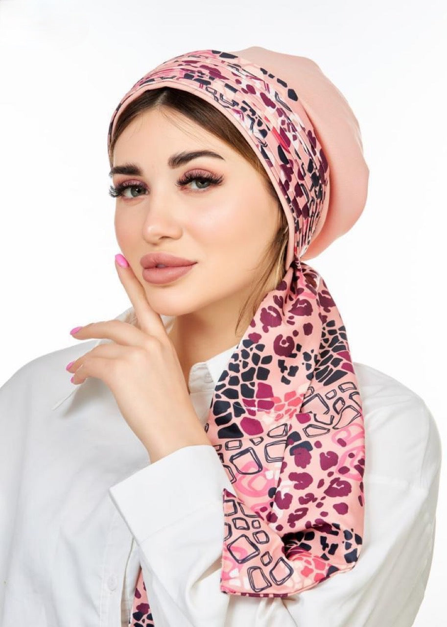 Pink Leopard Print Turban