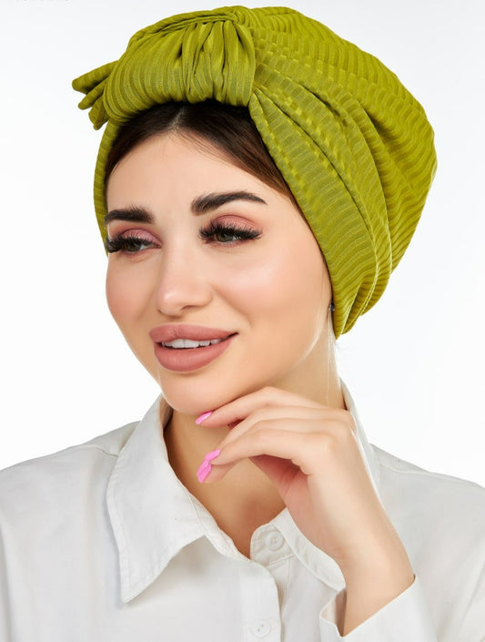 GREEN RIBBED TURBAN