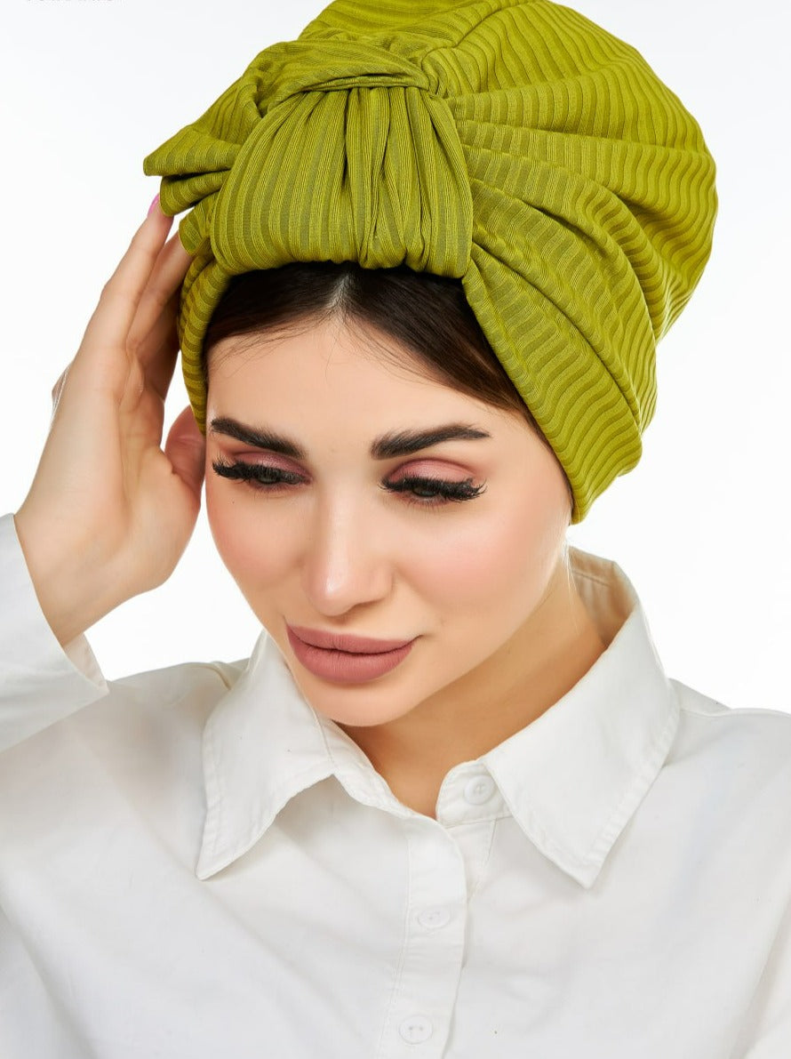 Green Ribbed Turban