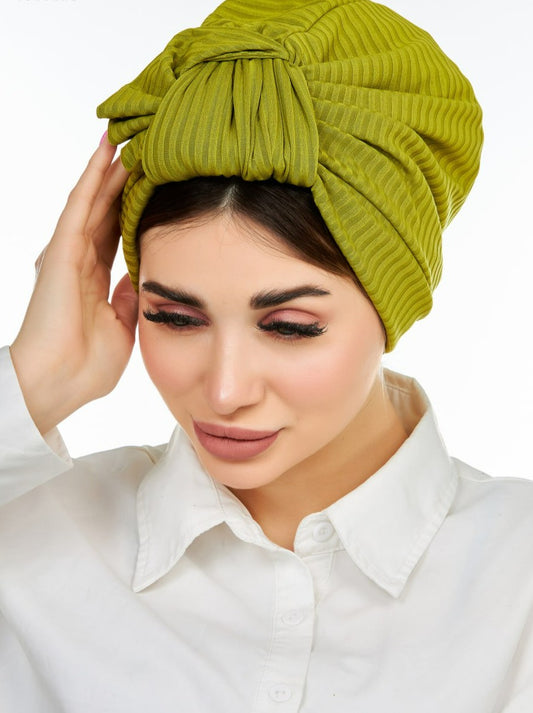 GREEN RIBBED TURBAN