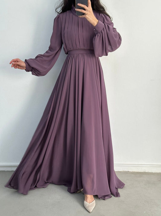 Dark Purple Straight Flow Dress